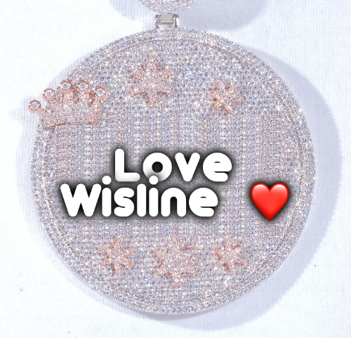 CUSTOM LETTER NECKLACE 3D BIG CROWN DISC