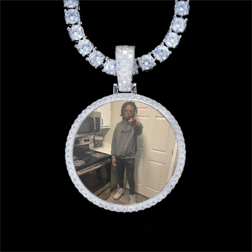 925S & VVS Moissanite 3D Circle Custom Picture Pendant