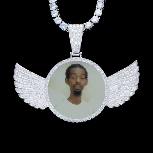925S & VVS Moissanite 3D Wing Custom Picture Pendant