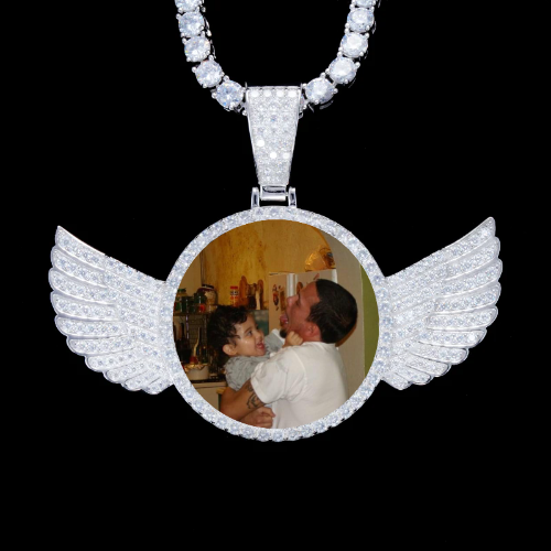 925S & VVS Moissanite 3D Wing Custom Picture Pendant