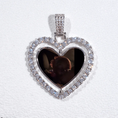 3D Spinning 2-Faced Heart Custom Picture Pendant