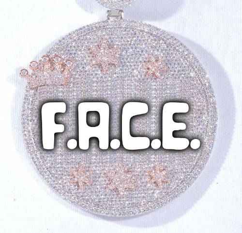 CUSTOM LETTER NECKLACE 3D BIG CROWN DISC