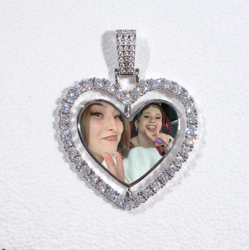 3D Spinning 2-Faced Heart Custom Picture Pendant