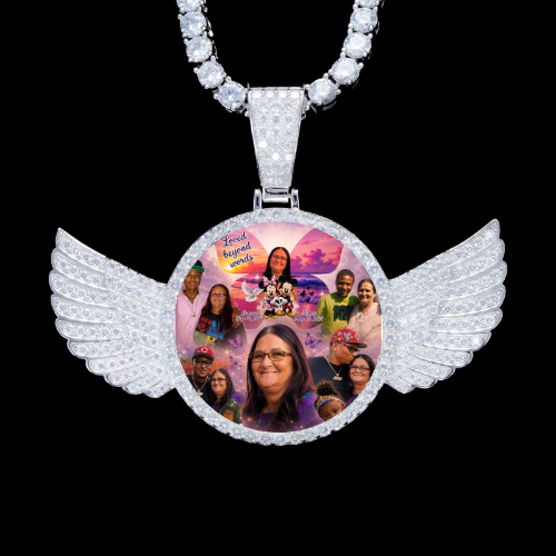 925S & VVS Moissanite 3D Wing Custom Picture Pendant