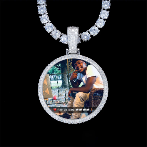 925S & VVS Moissanite 3D Circle Custom Picture Pendant