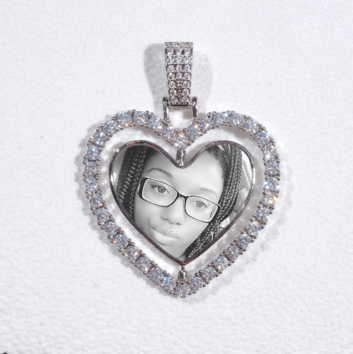 3D Spinning 2-Faced Heart Custom Picture Pendant