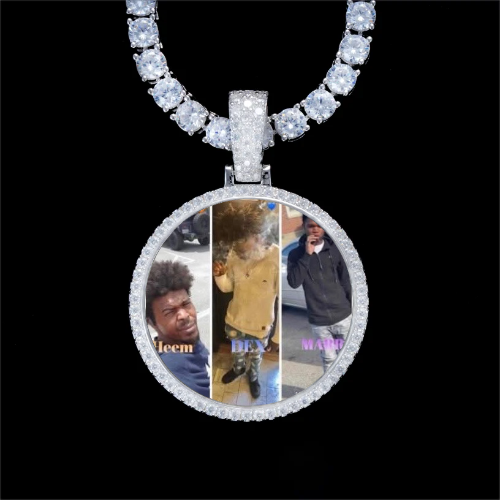 925S & VVS Moissanite 3D Circle Custom Picture Pendant