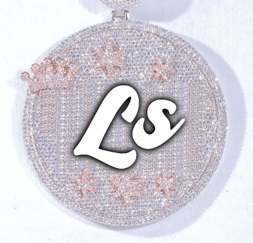 CUSTOM LETTER NECKLACE 3D BIG CROWN DISC