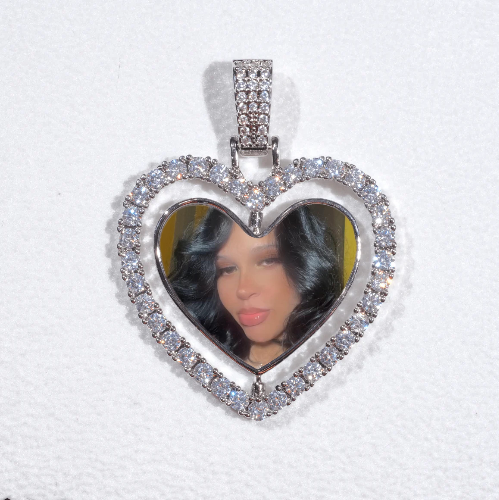 3D Spinning 2-Faced Heart Custom Picture Pendant