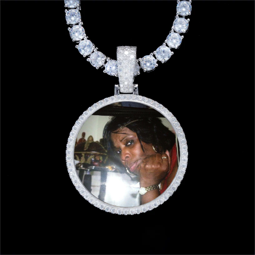 925S & VVS Moissanite 3D Circle Custom Picture Pendant