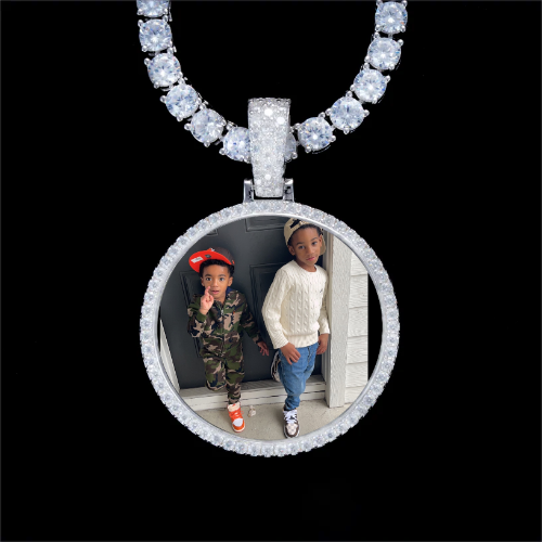 925S & VVS Moissanite 3D Circle Custom Picture Pendant