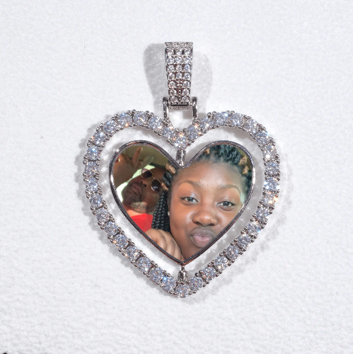 3D Spinning 2-Faced Heart Custom Picture Pendant