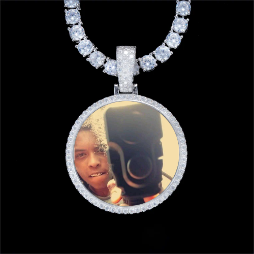 925S & VVS Moissanite 3D Circle Custom Picture Pendant