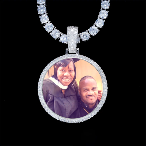 925S & VVS Moissanite 3D Circle Custom Picture Pendant