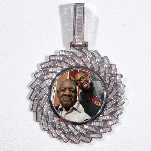 Large 3D Baguette Custom Picture Pendant