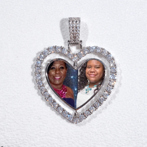 3D Spinning 2-Faced Heart Custom Picture Pendant