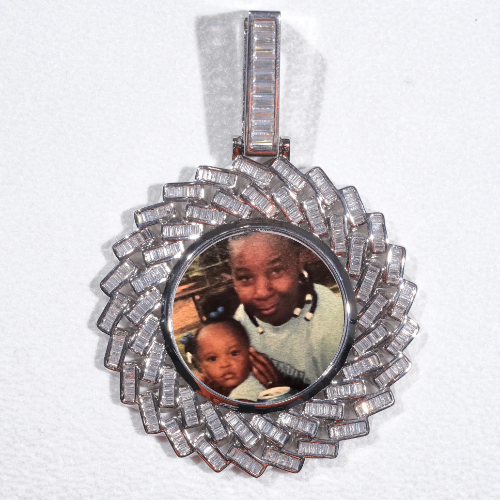 Large 3D Baguette Custom Picture Pendant