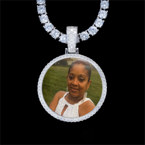 925S & VVS Moissanite 3D Circle Custom Picture Pendant