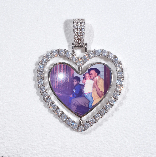 3D Spinning 2-Faced Heart Custom Picture Pendant