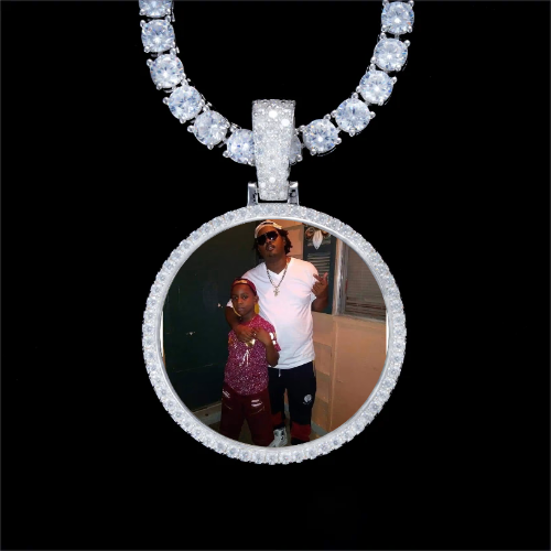 925S & VVS Moissanite 3D Circle Custom Picture Pendant