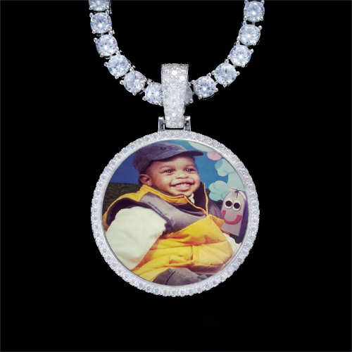 925S & VVS Moissanite 3D Circle Custom Picture Pendant