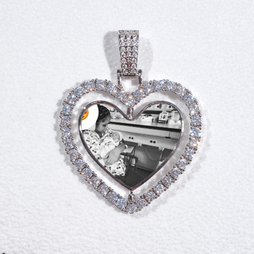 3D Spinning 2-Faced Heart Custom Picture Pendant