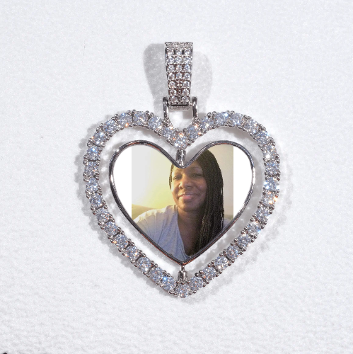 3D Spinning 2-Faced Heart Custom Picture Pendant