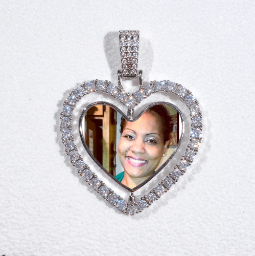 3D Spinning 2-Faced Heart Custom Picture Pendant