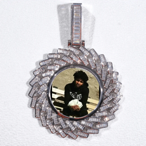 Large 3D Baguette Custom Picture Pendant
