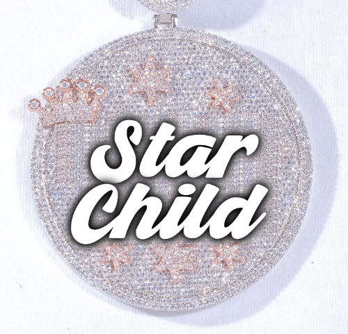CUSTOM LETTER NECKLACE 3D BIG CROWN DISC
