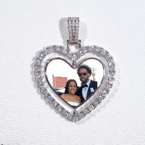 3D Spinning 2-Faced Heart Custom Picture Pendant