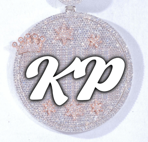 CUSTOM LETTER NECKLACE 3D BIG CROWN DISC