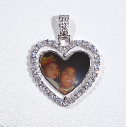 3D Spinning 2-Faced Heart Custom Picture Pendant
