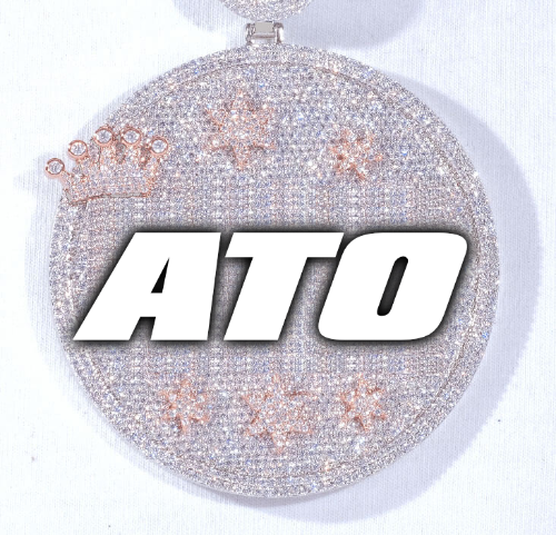 CUSTOM LETTER NECKLACE 3D BIG CROWN DISC