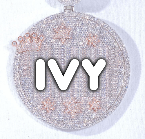 CUSTOM LETTER NECKLACE 3D BIG CROWN DISC