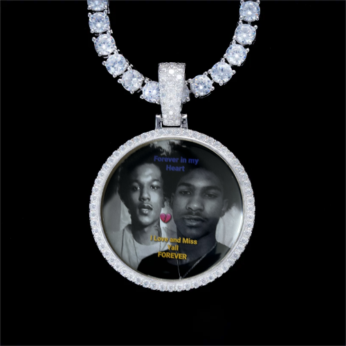 925S & VVS Moissanite 3D Circle Custom Picture Pendant