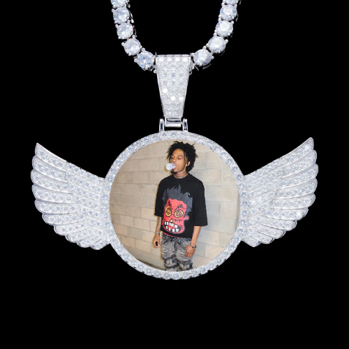 925S & VVS Moissanite 3D Wing Custom Picture Pendant