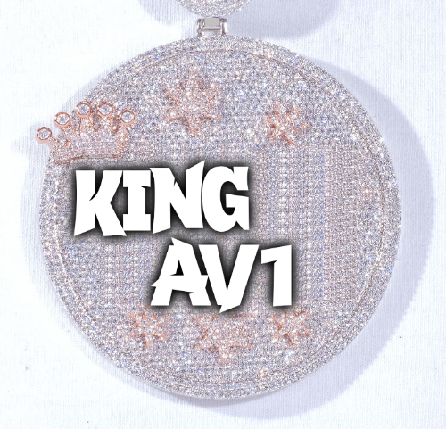 CUSTOM LETTER NECKLACE 3D BIG CROWN DISC