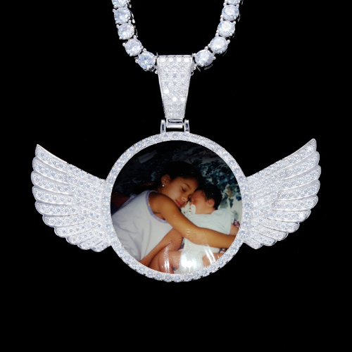 925S & VVS Moissanite 3D Wing Custom Picture Pendant