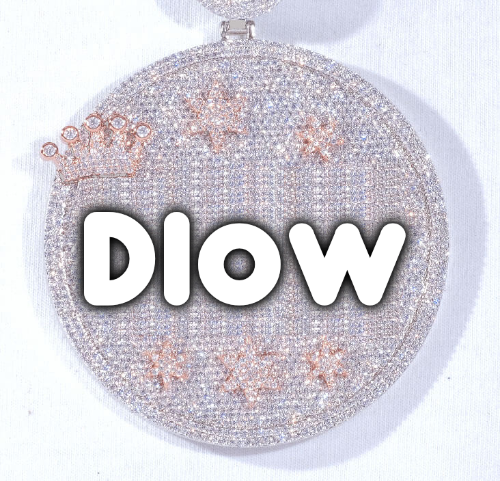 CUSTOM LETTER NECKLACE 3D BIG CROWN DISC