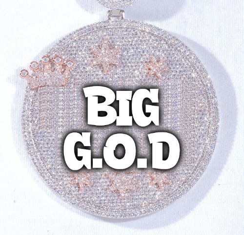 CUSTOM LETTER NECKLACE 3D BIG CROWN DISC