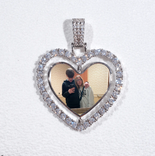 3D Spinning 2-Faced Heart Custom Picture Pendant