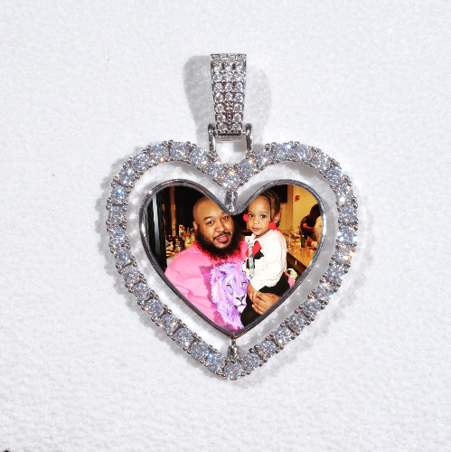 3D Spinning 2-Faced Heart Custom Picture Pendant