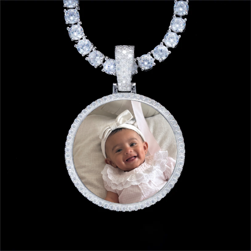 925S & VVS Moissanite 3D Circle Custom Picture Pendant