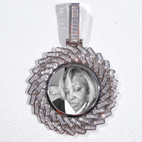 Large 3D Baguette Custom Picture Pendant