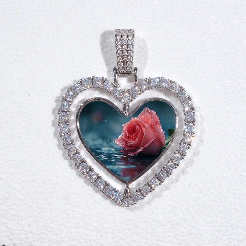 3D Spinning 2-Faced Heart Custom Picture Pendant