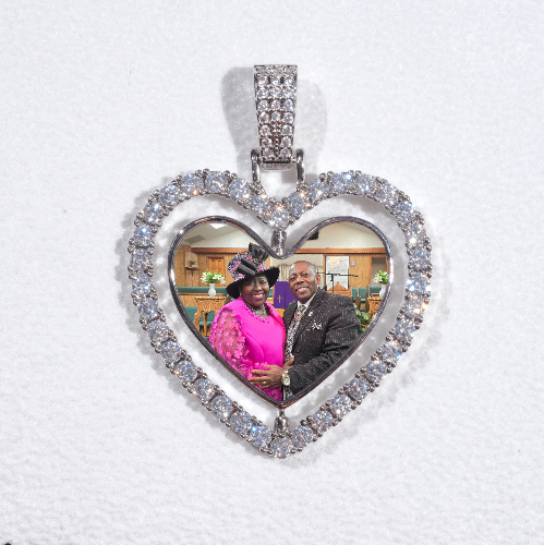 3D Spinning 2-Faced Heart Custom Picture Pendant