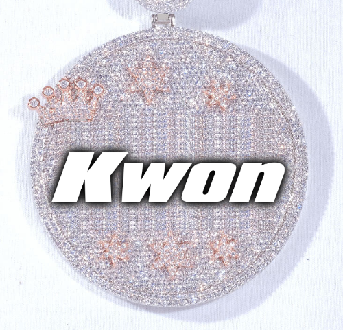 CUSTOM LETTER NECKLACE 3D BIG CROWN DISC