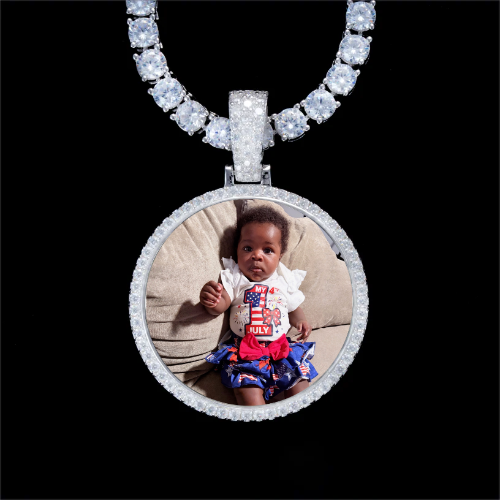 925S & VVS Moissanite 3D Circle Custom Picture Pendant