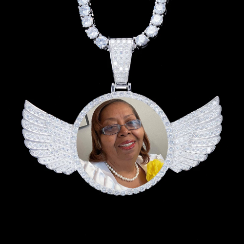 925S & VVS Moissanite 3D Wing Custom Picture Pendant